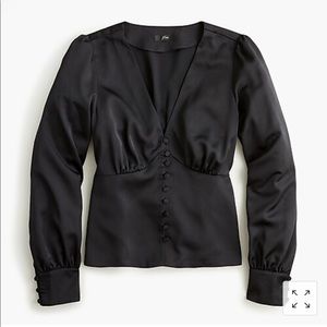 J Crew satin crepe black blouse, button detail, 4